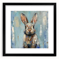Framed wall art featuring a stylish rabbit design in a contemporary black frame with matting, ideal for enhancing modern home decor and animal-themed interiors.