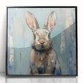 Framed wall art featuring a detailed rabbit design in a wild-life theme, presented in a sleek black frame, ideal for animal lovers and modern decor.