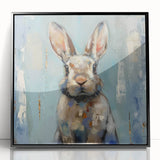 Framed wall art featuring a detailed rabbit design in a wild-life theme, presented in a sleek black frame, ideal for animal lovers and modern decor.