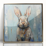 Framed wall art featuring a stylish rabbit design in gold-acrylic finish, showcasing a modern and whimsical aesthetic perfect for animal lovers’ decor.