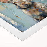 A rolled canvas wall art featuring a whimsical rabbit design in vibrant colors, ideal for animal-themed decor, showcasing intricate details and playful imagery.