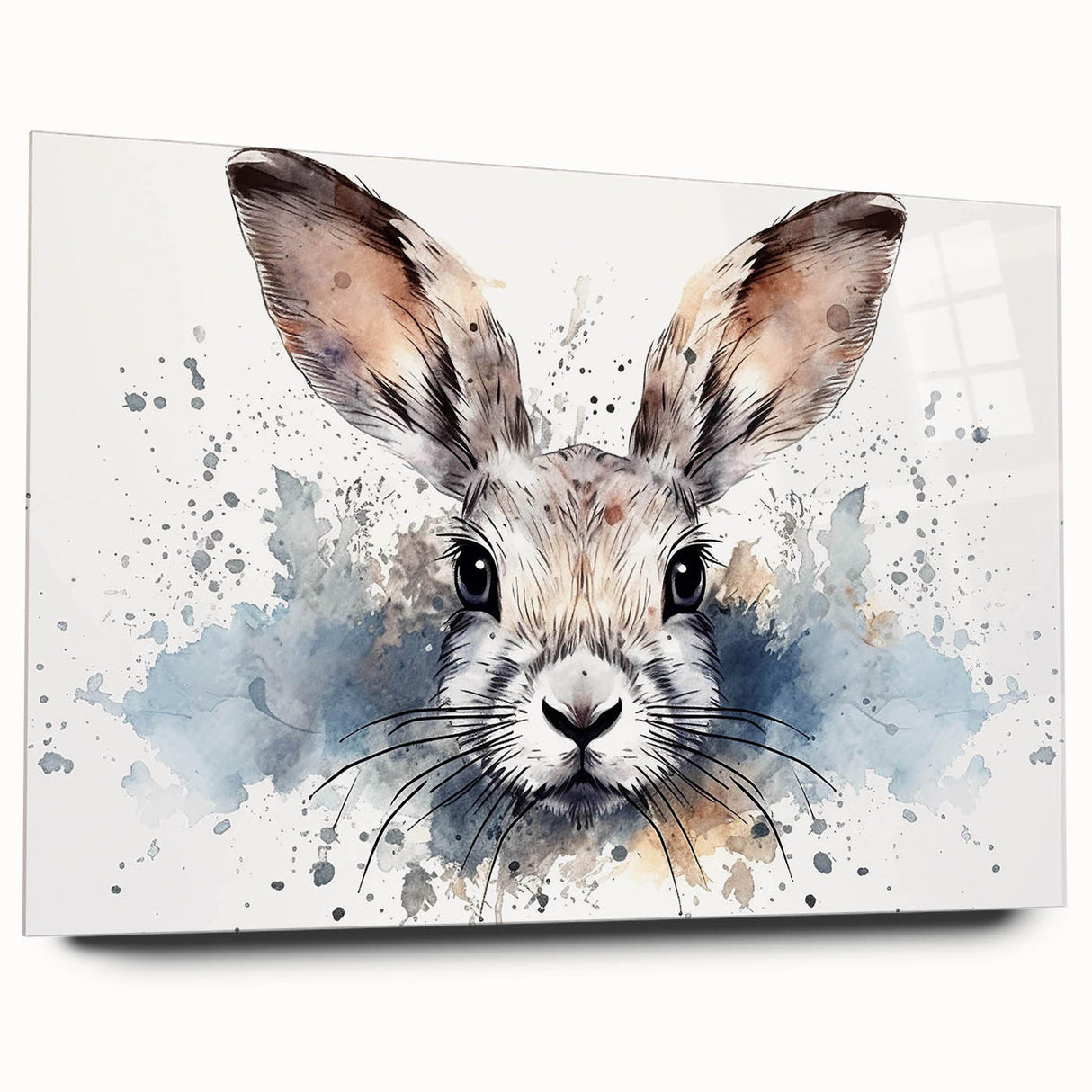 Acrylic wall art collection showcasing a whimsical rabbit design in vibrant colors, displayed in a side view, perfect for animal lovers and modern décor.