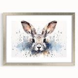 Framed rabbit wall art from the 'Animals A Wild Life' collection, featuring a silver frame and matting, perfect for adding a touch of nature to home decor.