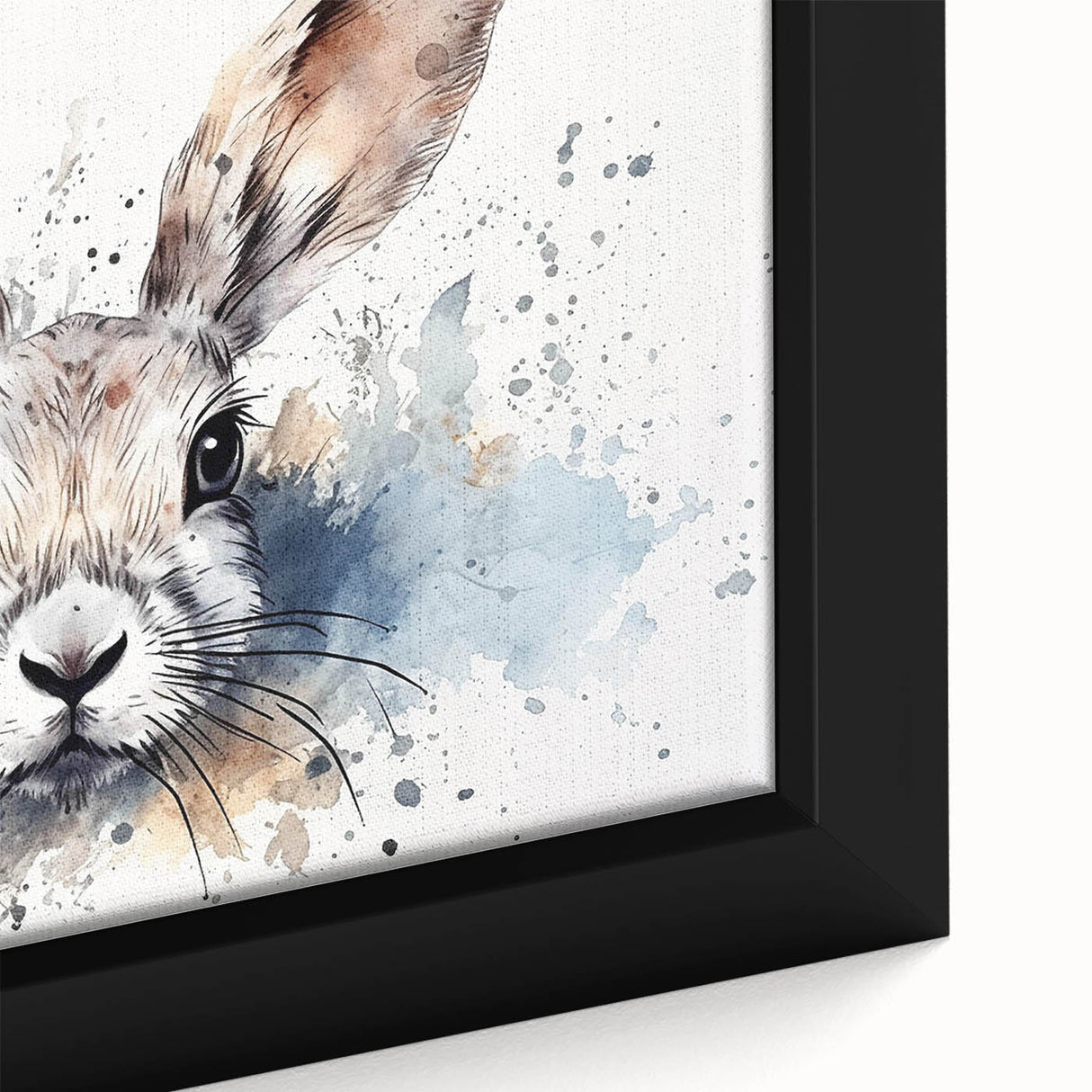 Framed wall art showcasing a detailed close-up of a rabbit design from the 'Animals A Wild Life' collection, featuring vibrant colors and intricate textures, perfect for animal lovers and home decor enthusiasts.