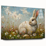 Acrylic glass wall art featuring a side view of a playful rabbit design from the "Animals A Wild Life" collection, ideal for adding a whimsical touch to home decor.