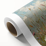 Whimsical rabbit design wall art on rolled canvas, showcasing vibrant colors and playful details, perfect for children's decor or animal lovers' spaces.