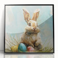 Framed wall art featuring a stylized rabbit design from the Animals of the Wild collection, displayed with a sleek black frame, perfect for modern decor.