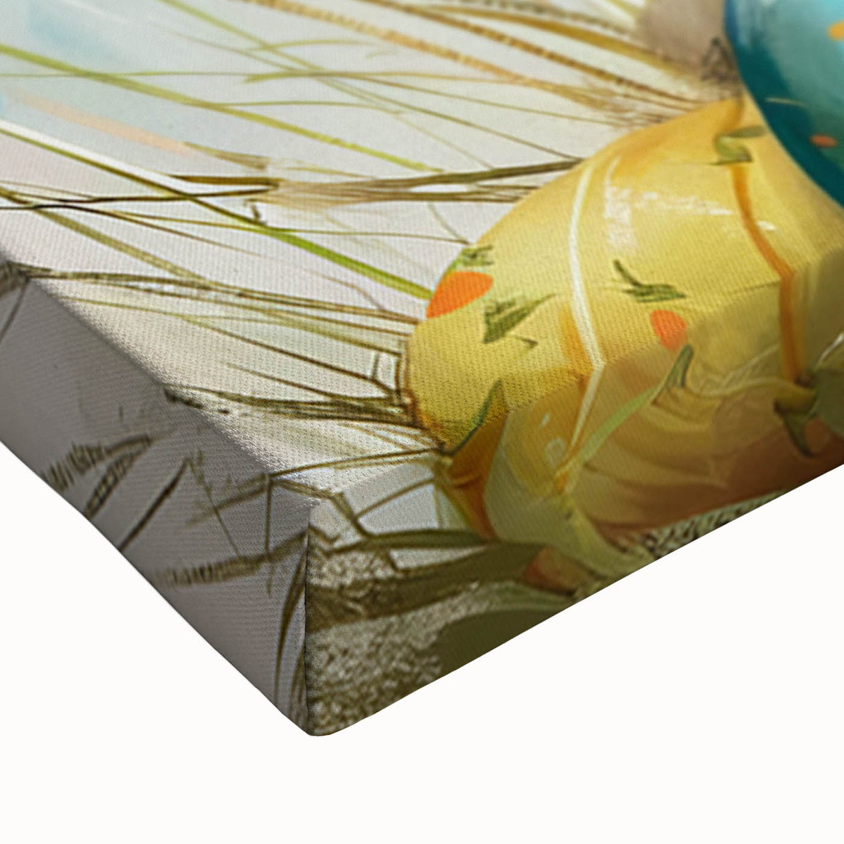 Close-up of a stretched canvas featuring a whimsical rabbit design from a wildlife collection, showcasing vibrant colors and intricate details, perfect for animal lovers and home decor enthusiasts.