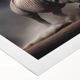 Rhinoceros wall art design on rolled canvas, showcasing intricate details and earthy tones, perfect for wildlife enthusiasts and home decor accents.
