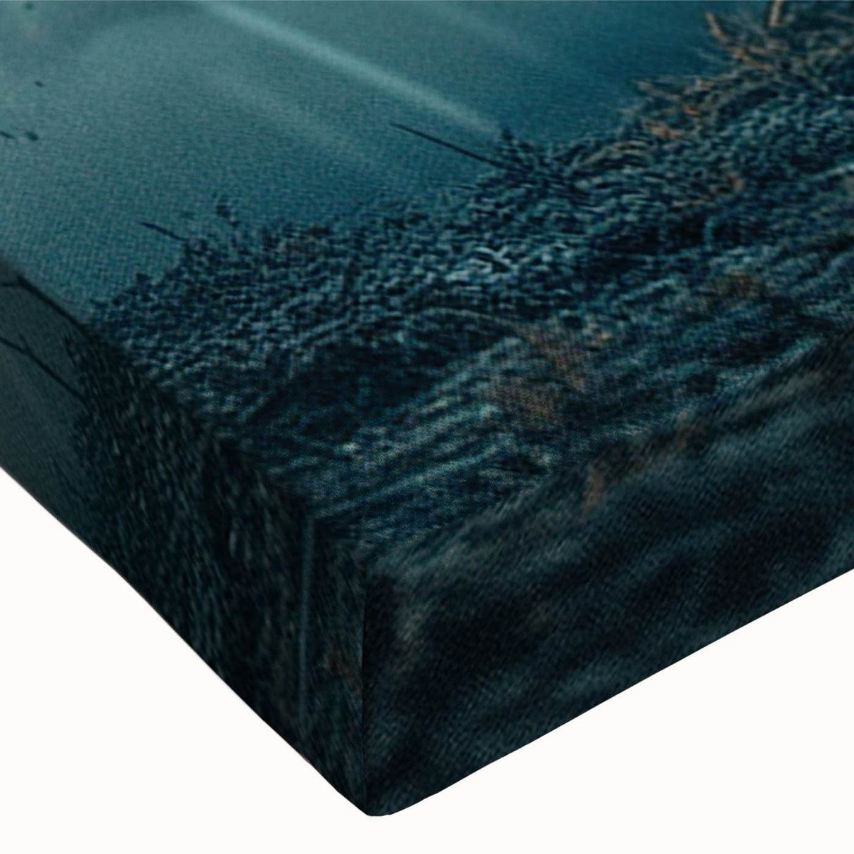 Close-up of a vibrant stretched canvas featuring a detailed rhinoceros design, showcasing rich colors and intricate textures, perfect for wildlife art enthusiasts.