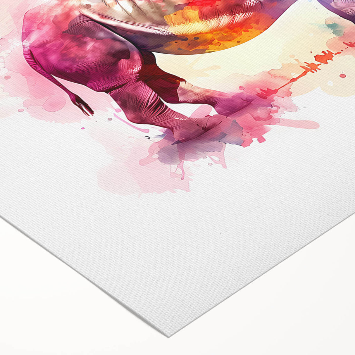 Stylized wall art canvas featuring a detailed design of a rhinoceros in a vibrant, colorful African theme, ideal for wildlife enthusiasts and home decor.