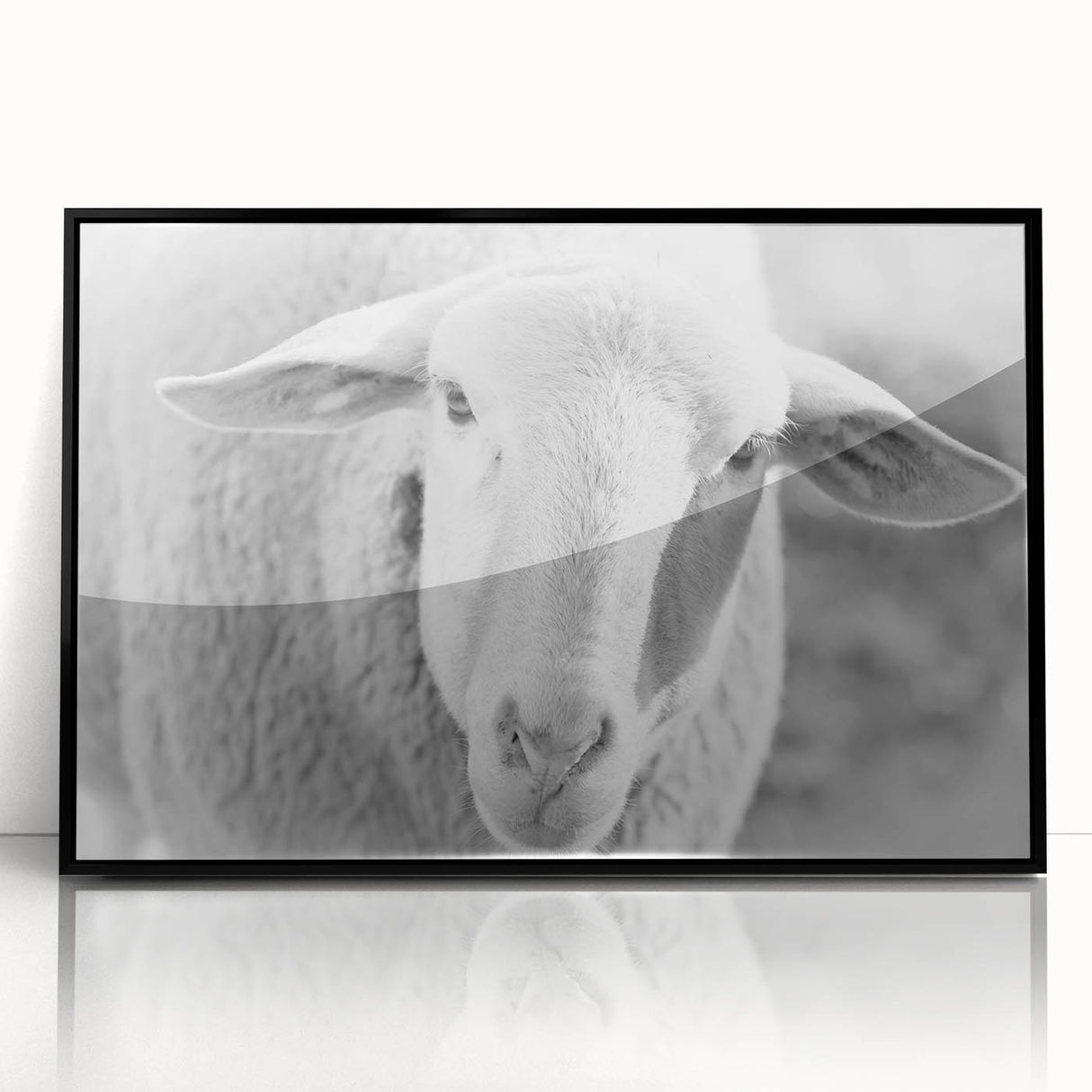Framed wall art featuring a stylized sheep design in black acrylic, showcasing intricate patterns and textures, perfect for enhancing modern home decor.