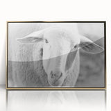 Framed wall art featuring a stylish sheep design with a gold acrylic finish, showcasing intricate details and vibrant colors, perfect for enhancing modern decor.