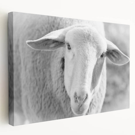 Stretched canvas wall art showcasing a sheep design from the "Animals: A Wild Life" collection, featuring soft colors and detailed textures, ideal for animal lovers’ decor.
