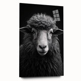 Side view of a modern sheep design wall art piece, crafted from acrylic glass, showcasing vibrant colors and intricate details in a decorative setting. Ideal for animal lovers and home decor enthusiasts.