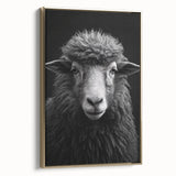 Framed wall art featuring a stylish gold-accented sheep design, showcasing a side view of the animal, ideal for enhancing modern home decor.