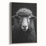 Framed canvas wall art showcasing a stunning silver side view of a sheep design from the Animals A Wild Life collection, adding a touch of elegance to any decor.