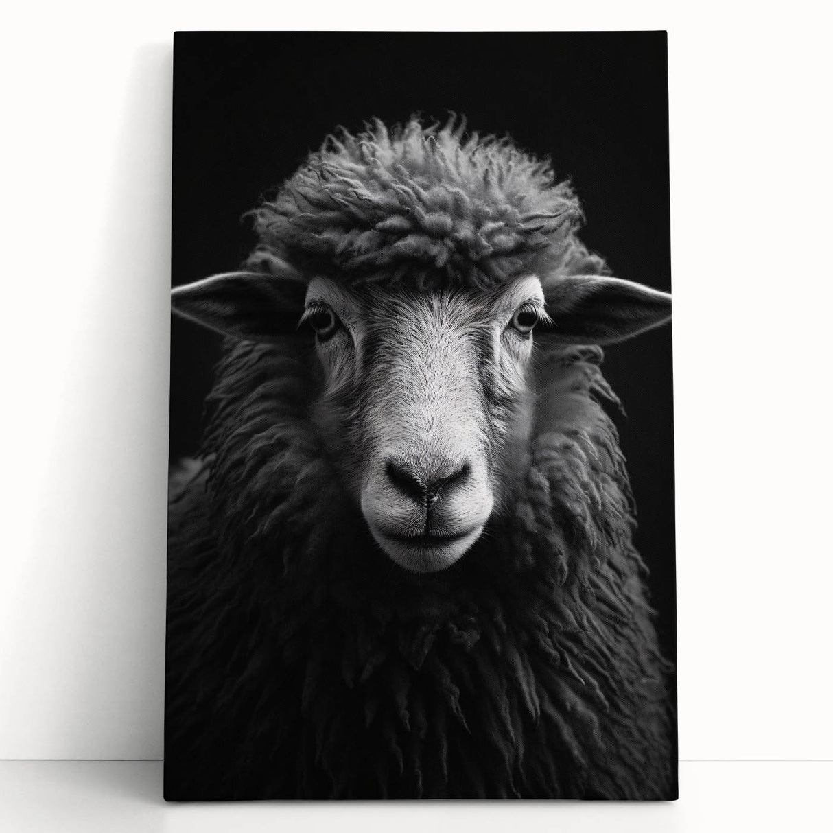 Stretched canvas wall art showcasing a whimsical sheep design, featuring soft pastel colors and intricate detailing, perfect for children's room decor.