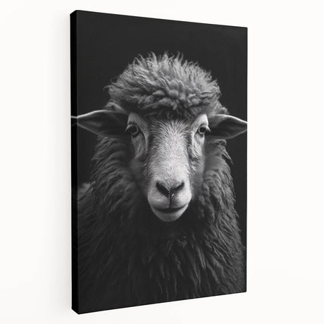 Stretched canvas wall art featuring a side view of a sheep design, showcasing intricate details and vibrant colors, perfect for animal-themed decor in homes.