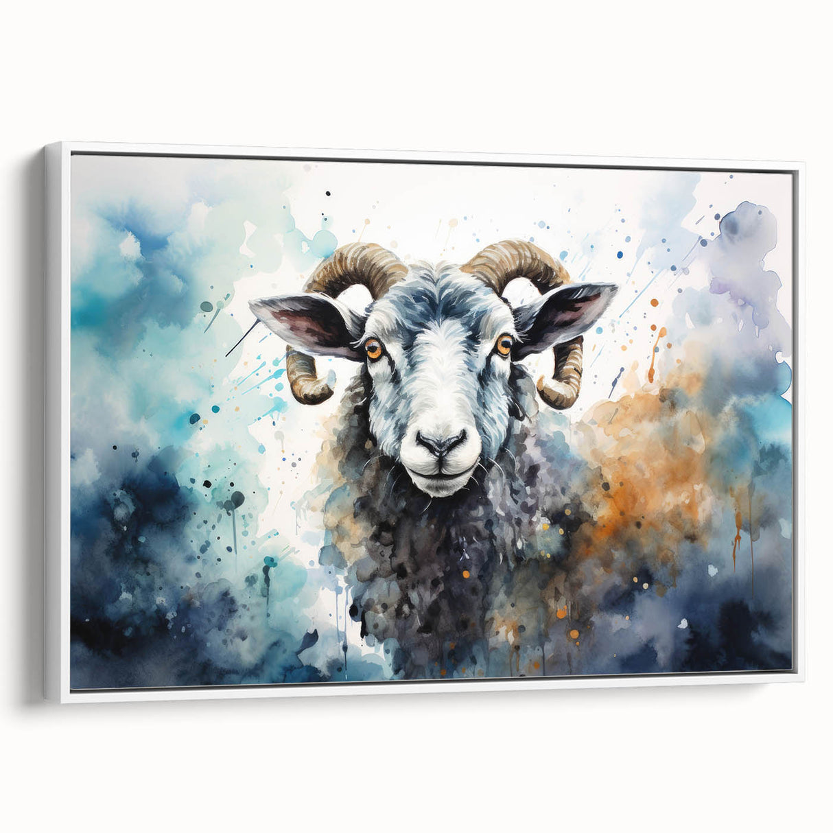 Framed canvas wall art featuring a serene white sheep design, showcasing soft colors and intricate details, ideal for adding a touch of nature-inspired decor to any space.