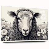 Acrylic glass wall art showcasing a detailed sheep design from the 'Animals of the Wild' collection, displayed in a side view without pins, emphasizing vibrant colors and intricate patterns. Perfect for animal lovers and home decor enthusiasts.