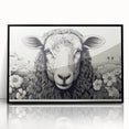Framed wall art featuring a striking sheep design from the "Animals: A Wild Life" collection, showcased in a sleek black frame, ideal for enhancing home decor.