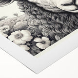 Rolled canvas artwork showcasing a serene sheep design, perfect for enhancing home decor. The artwork features earthy tones and detailed textures, ideal for animal lovers.