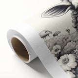 Rolled canvas print showcasing a vibrant sheep design from a wildlife collection, highlighting intricate details and textures, perfect for rustic or nature-themed decor.
