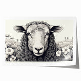 Rolled print showcasing a vibrant sheep design, part of a wild life wall art collection, featuring intricate details and a colorful palette, ideal for home decor.