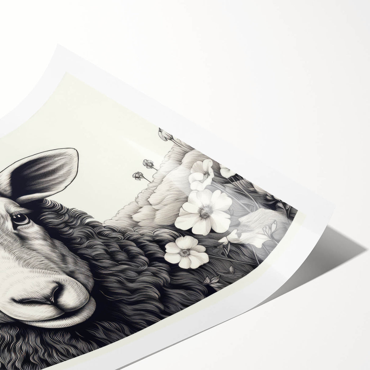 Rolled print showcasing a vibrant sheep design from the Animals A Wild Life wall art collection, featuring detailed textures and colors, ideal for home decor.