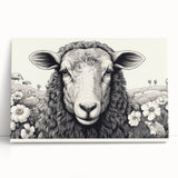 Stretched canvas wall art showcasing a serene sheep design, featuring soft colors and intricate details, perfect for adding a touch of nature to home decor.