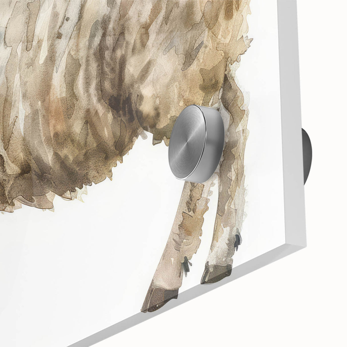 Close-up view of a vibrant sheep design wall art collection, showcasing intricate details on acrylic glass, perfect for enhancing modern home decor.