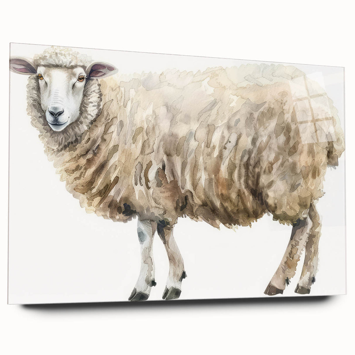Acrylic glass wall art featuring a detailed sheep design from the "Animals: A Wild Life" collection, showcasing vibrant colors and intricate patterns, perfect for animal lovers and modern decor.
