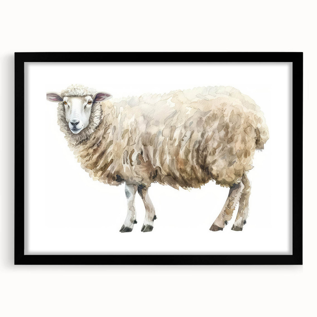 Black-framed wall art featuring a whimsical sheep design from the "Animals of the Wild" collection, ideal for adding charm to children's rooms or nursery decor.