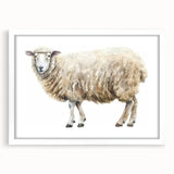 Framed wall art featuring a whimsical sheep design in a white mat, perfect for adding a playful touch to home decor. Ideal for animal lovers and art enthusiasts.