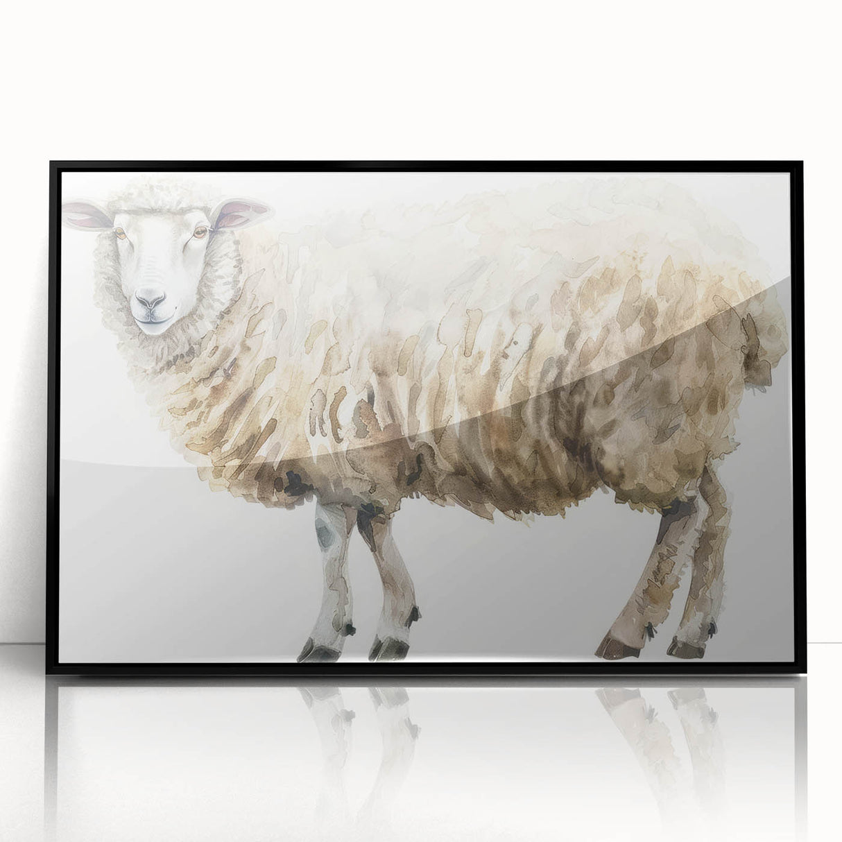 Framed wall art featuring a striking sheep design from the Animals A Wild Life collection, presented in a sleek black frame, perfect for modern decor.