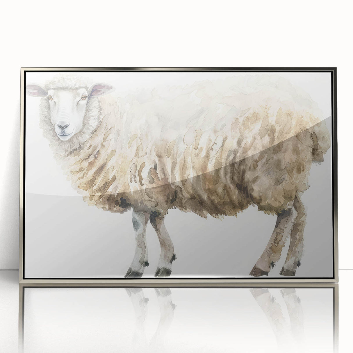 Framed wall art collection featuring a striking silver-acrylic design of a sheep, perfect for adding a modern touch to home decor. This unique piece showcases intricate details and textures, ideal for animal lovers and art enthusiasts alike.