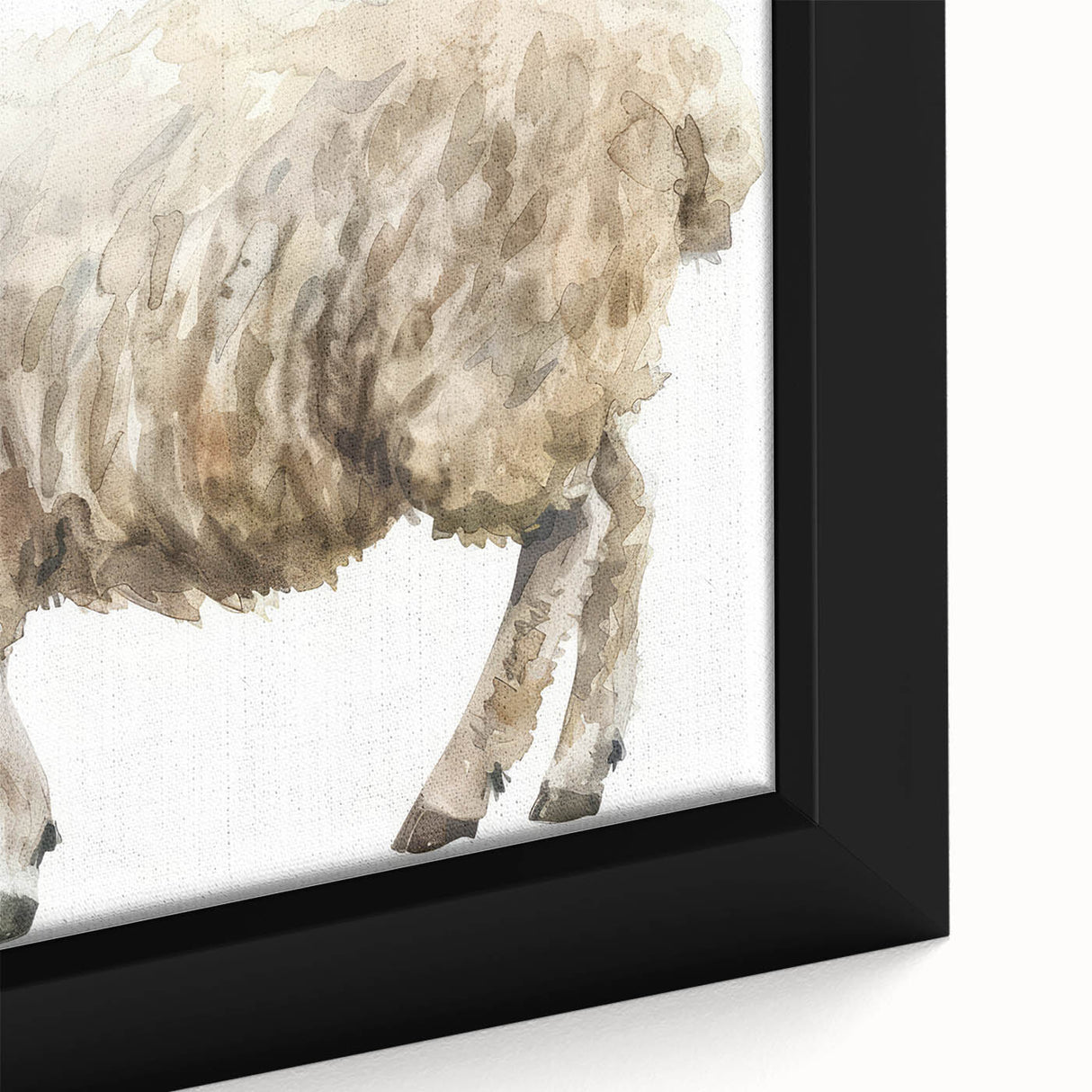 Close-up of a framed canvas wall art featuring a beautifully detailed design of a sheep in a natural setting, highlighting its soft wool texture and vibrant colors, perfect for animal lovers and home decor enthusiasts.