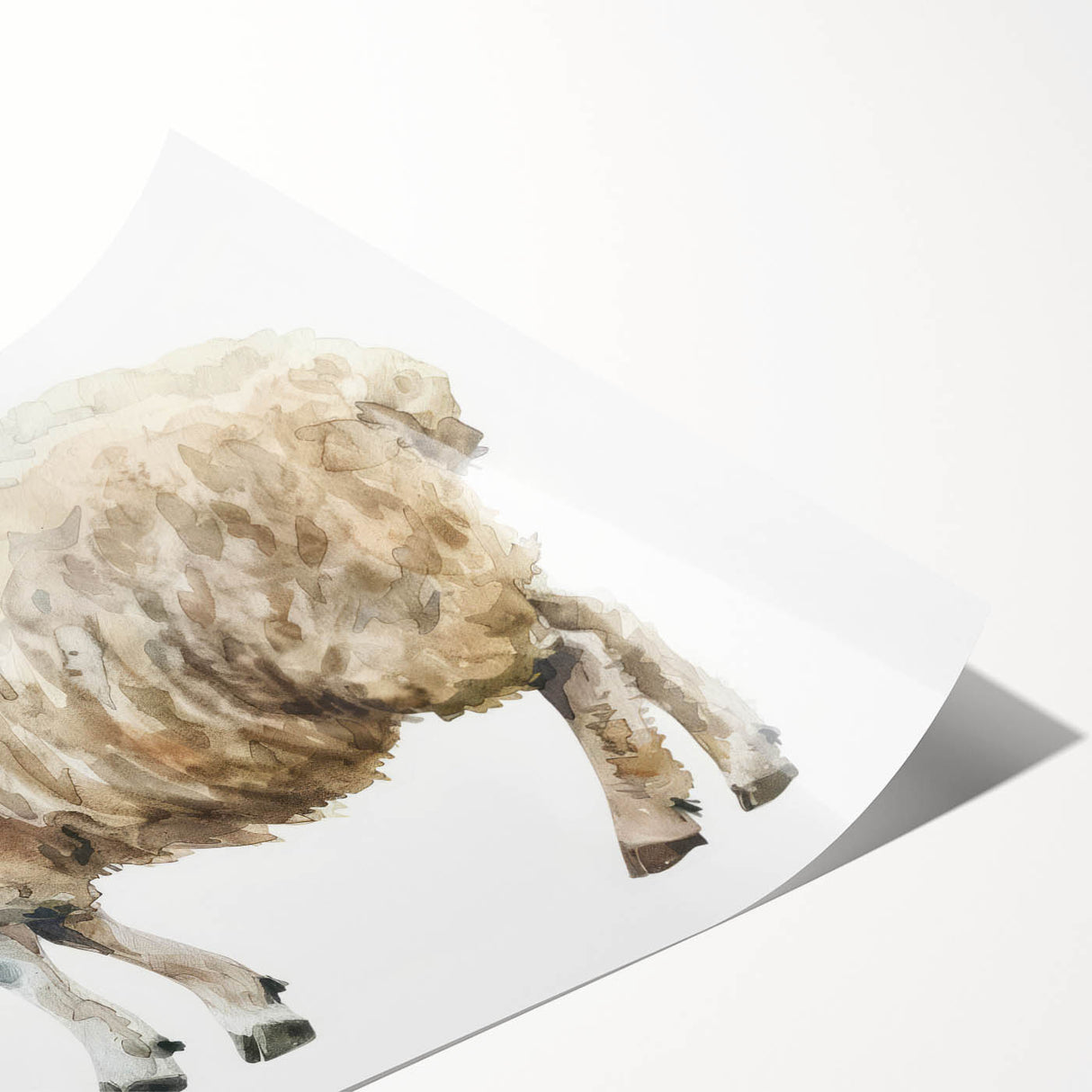 Rolled print showcasing a whimsical sheep design from the Wild Life Art Collection, featuring vibrant colors and intricate details, perfect for animal lovers' home decor.