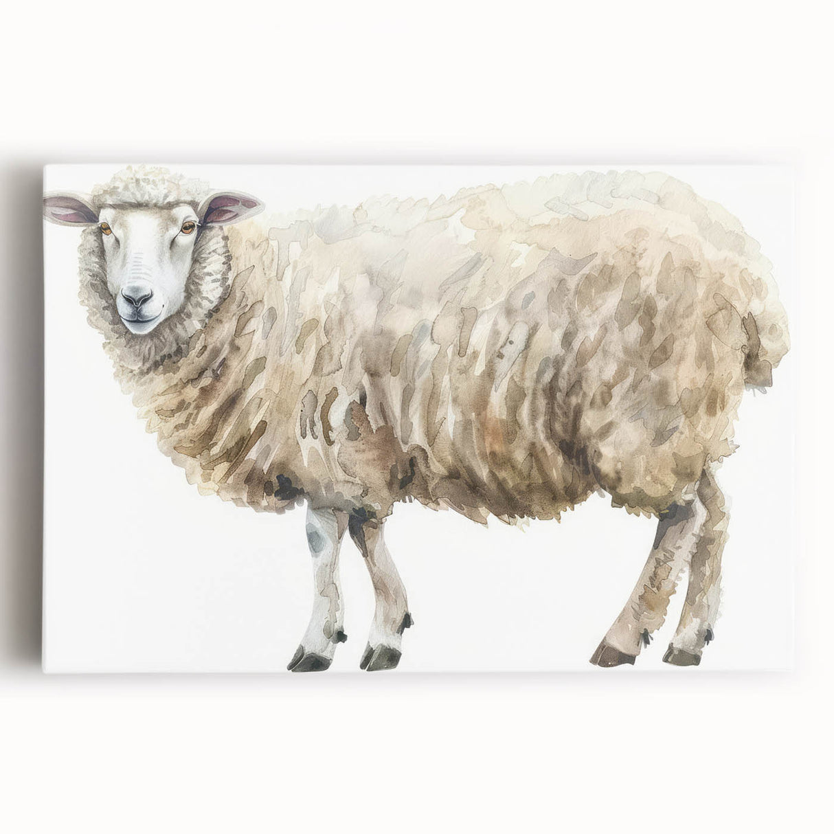 Stretched canvas artwork showcasing a vibrant sheep design in a wild-life theme, perfect for animal lovers and home decor enthusiasts. The colorful illustration adds a lively touch to any room, enhancing aesthetic appeal and creating a welcoming atmosphere.