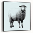 Framed wall art featuring a sheep design from the "Animals A Wild Life" collection, showcasing a black frame and side view, perfect for animal lovers' decor.