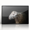 Framed acrylic wall art showcasing a modern sheep design against a sleek black background, perfect for adding a contemporary touch to any space.
