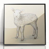 Framed acrylic wall art featuring a vibrant sheep design from the "Animals A Wild Life" collection, showcasing a black frame and front view display. Perfect for animal lovers and home decor enthusiasts.