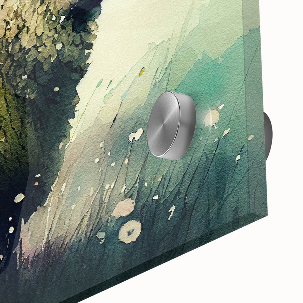 Close-up view of an acrylic glass wall art piece showcasing a vibrant sheep design from the "Animals: A Wild Life" collection, featuring rich colors and intricate details, ideal for modern home decor.