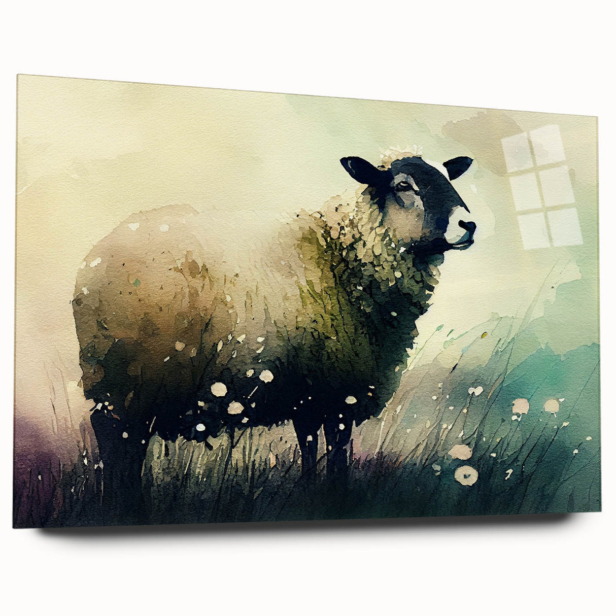 Acrylic wall art collection showcasing a whimsical sheep design, displayed in a side view without pins. The vibrant colors and playful illustration make it an ideal decor piece for animal lovers and children's rooms.