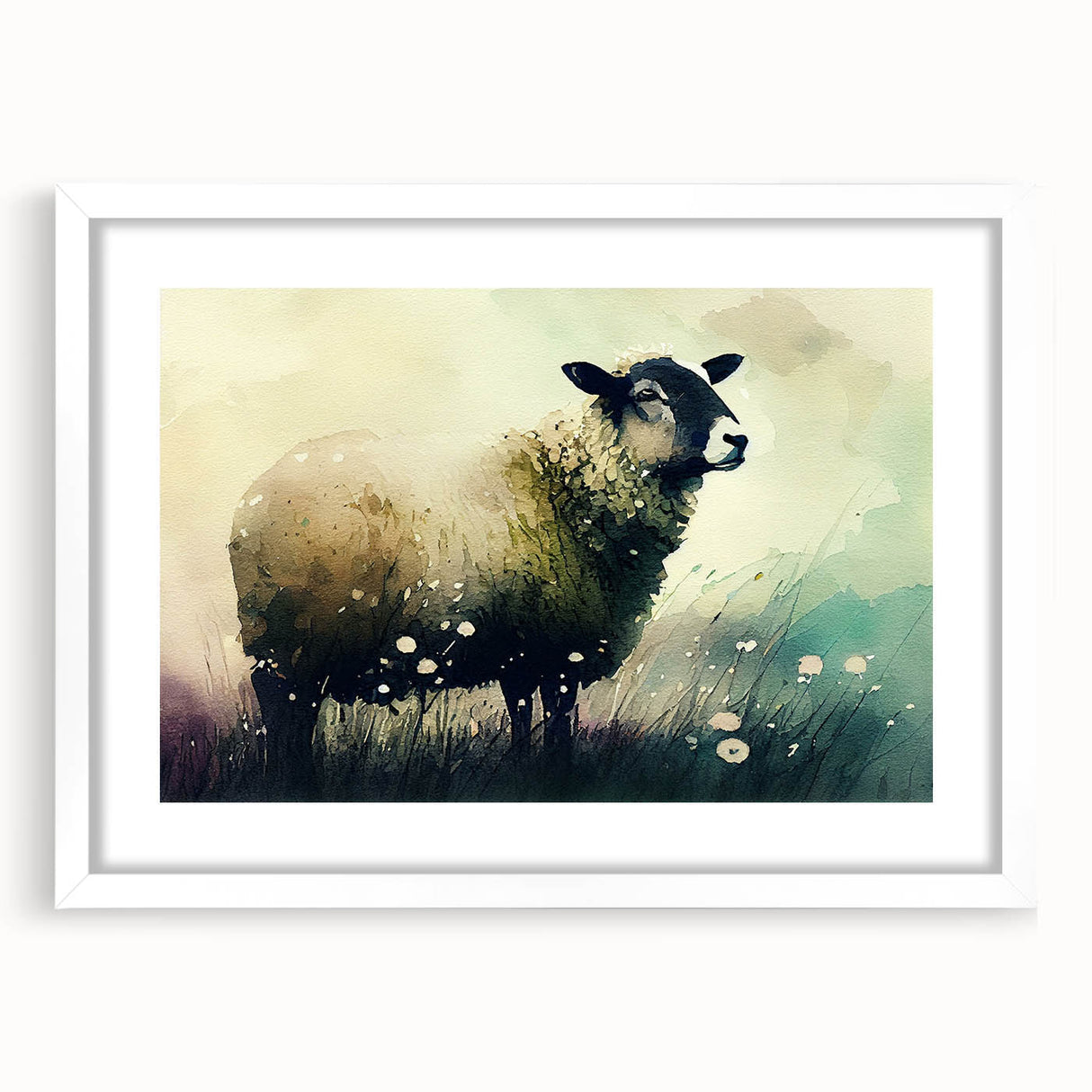 Framed wall art collection showcasing a detailed sheep design, featuring a white mat and sleek frame, perfect for enhancing home decor with a touch of nature.