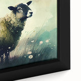 Framed canvas wall art showcasing a close-up of a serene sheep design, highlighting intricate details and soft color tones, perfect for animal lovers and home decor enthusiasts.