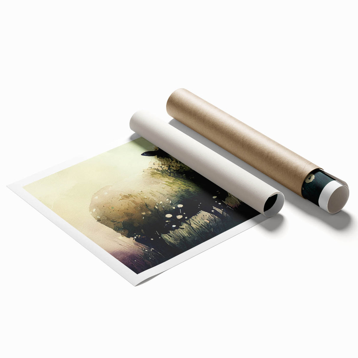 Elegant rolled print of a sheep design from a wildlife wall art collection, showcasing detailed textures and subtle colors, ideal for home decor or animal enthusiasts.