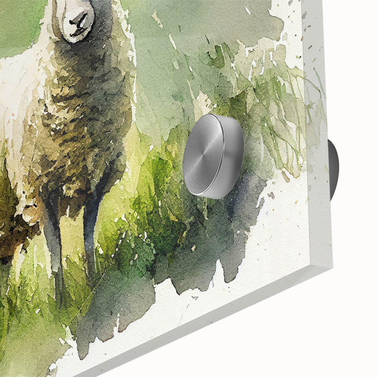 Close-up of a beautifully designed acrylic wall art piece featuring a serene wild sheep in a natural setting, showcasing intricate details and vibrant colors, perfect for animal lovers.