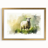 Framed wall art featuring a stunning sheep design in a gold frame, showcasing intricate details and vibrant colors, perfect for enhancing home decor.